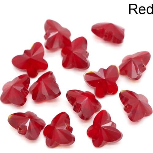 Sale Price !500pcs 14mm Red Butterfly Pendants Jewelry Loose Crystal Glass Beads Curtain Bracelet DIY Beads Free Shipping