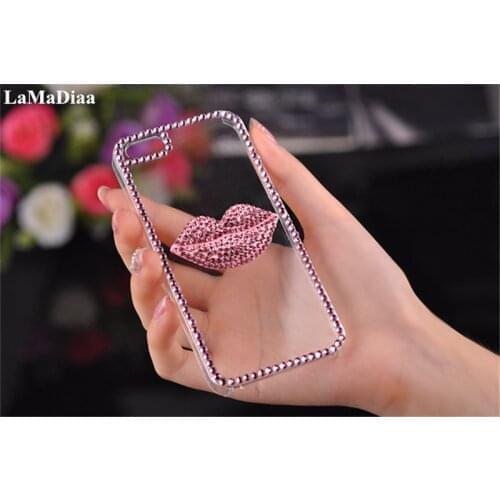 LaMaDiaa Case For Huawei Honor8 9 10 20 Lite V10 V20 V30 7X 8X 9X Nova3 4 5 Luxury Bling Rhinestone Diamond Lips Soft Phone Case
