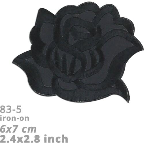 Black Lace Roes Flower Patch for Clothes Applique Iron on Patches on Clothing DIY Embroidered Stickers Sew on Badges Accessories