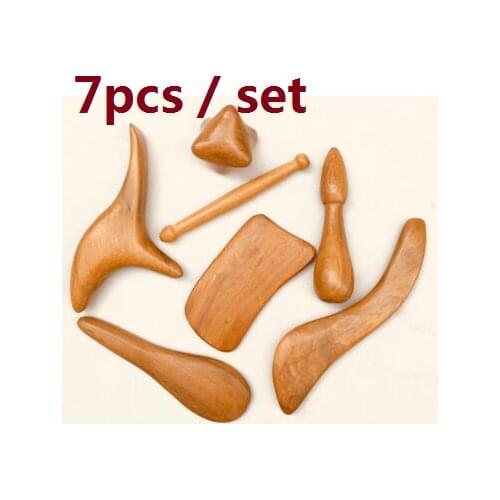 Wooden Massage Stick 7pcs Set Acupuncture Massage Point Foot Massage Tool Neck Chin Slimming Face-lift Massage Tool free ship