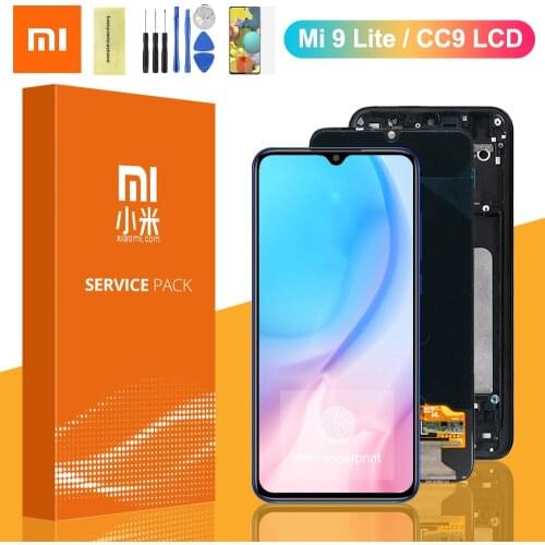 100% Original Display For Xiaomi Mi 9 Lite LCD Display Touch Screen Digitizer Assembly With Frame For Xiaomi Mi CC9 Mi9 Lite