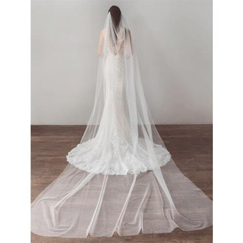 New Long Veil With Double Combs Yarn Wedding Jewelry Luxury Engagement Hair Accessories For Women Bridal Church Headdress