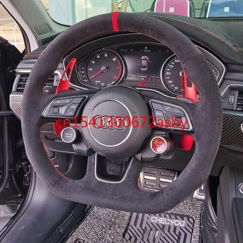For Audi A4L/A6L/A3/Q5L/Q7/A5/A7/TT DIY custom black suede special car steering wheel cover