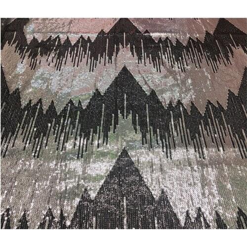 Lace183 Dark Sliver Mountain Pattern 3MM Sequin Fabric Elastic Mesh High Density Sequin Fabric For Womens Dress For Performance