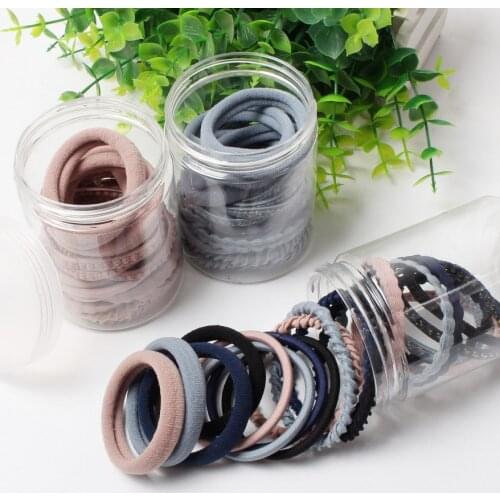 20Pcs/Set Elastic Hair Rubber Hari Bands Solid Hair Ties Hair Ropes Women Girls Hair Accessories PVC Cylinder Packing
