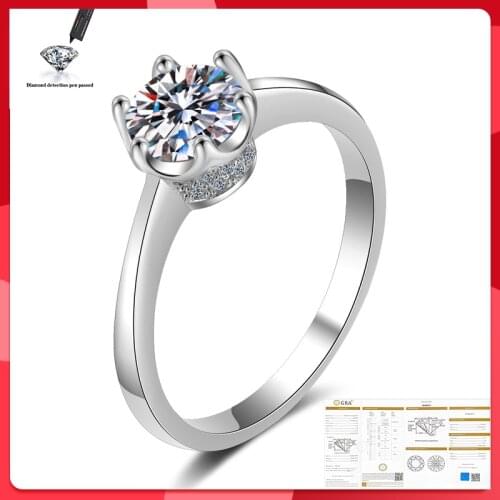 Moissanite ring 100% S925 sterling silver bride wedding anniversary 1CT 2CT D color VVS1 quality ring Bulgarian ring