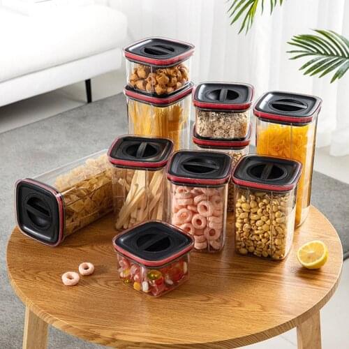 1Pcs Kitchen Food Storage Box Plastic Clear Container Set Fresh Pot Container Kitchen Storage Bottles Jar Dried Grains Tank