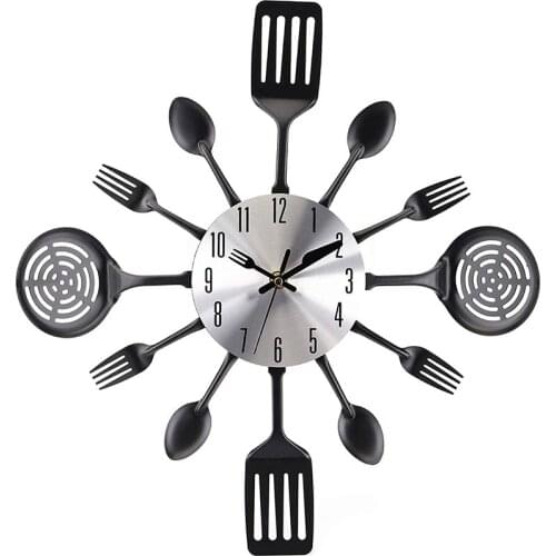 Creative Metal Knife Fork Wall Clock Modern Home Decor Living Room Kitchen Wall Decor Cutlery Design Silent Wall Watch Gifts