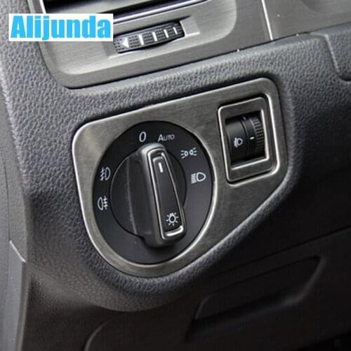 Alijunda Stainless steel Car Interior Headlight Switch Cover Decor Trim For VW Volkswagen Golf Mk7 2013 2014 2015 Car styling