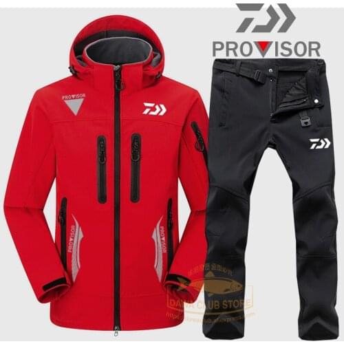 Daiwa Fishing Jacket Winter Keep Warm Pants Waterproof Outdoor Jacket DAIWA Hoodie Fishing Clothes Hiking Jacket Two Piece Set