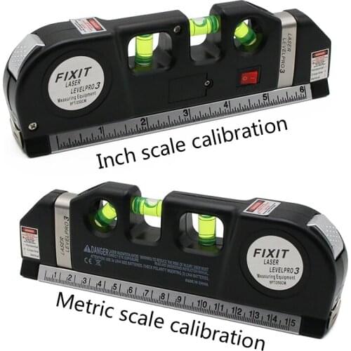 Laser Level Horizon Vertical Measure 8FT Aligner Standard Metric Rulers Multipurpose Measure Leveler Black Tape Aligner Bubbles