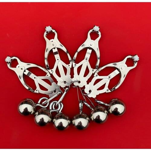 Metal Pendant Nipple Clamps Clips Hanging Balls Breast Clitoris Labia Clips BDSM Bondage Adult Games Slave Sex Toys For Female
