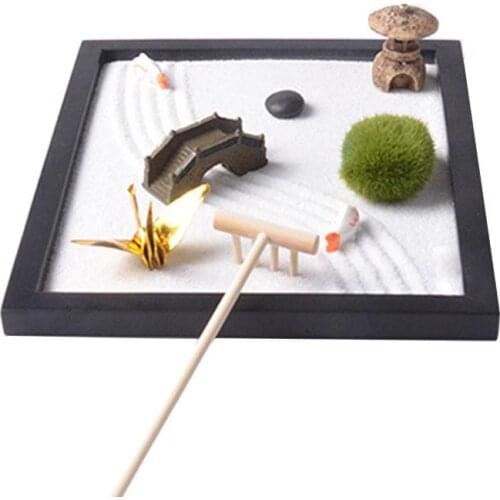 Miniatures Figurines Elaborately Statue Garden Sand Meditation Peaceful Relax Decor Set Spiritual Zen Garden Kit Decoration Set