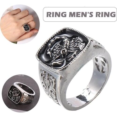 Fashion Mens Scorpion Party Ring Hyperbole Scorpion Pattern Punk Style Ring Biker Rings Size 7-1 Finger Ring Hip Hop Rock Ring