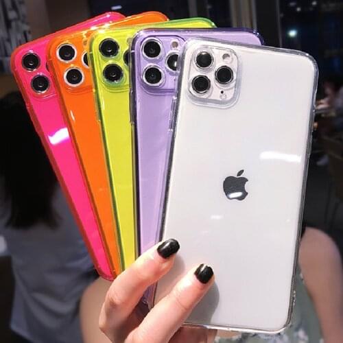 Fashion Transparent Phone Case For iPhone 12 11 Pro X XR XS Max 12 Mini 7 8 Plus SE2 Clear Soft Silicone Camera Protection Cover