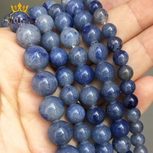 Natural Stone Beads Blue Aventurine Round Loose Spacer Beads For Jewelry Making DIY Bracelet Earrings Accessories 15'' 6/8/10mm
