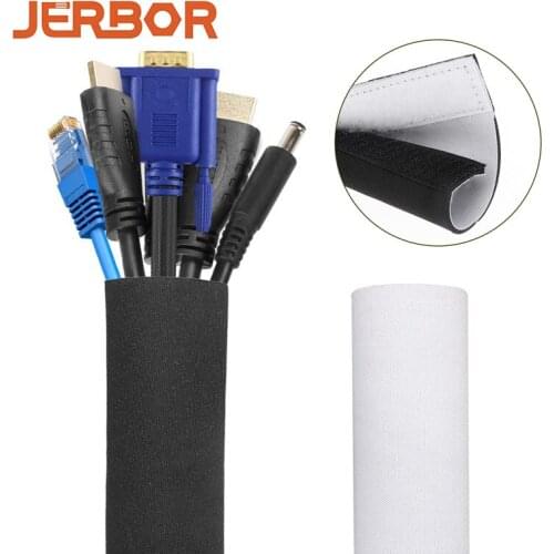 Cable Management Sleeve Cuttable Neoprene Cord Management Organizer System Flexible Cable Wrap Cover for Computer TV Office Home