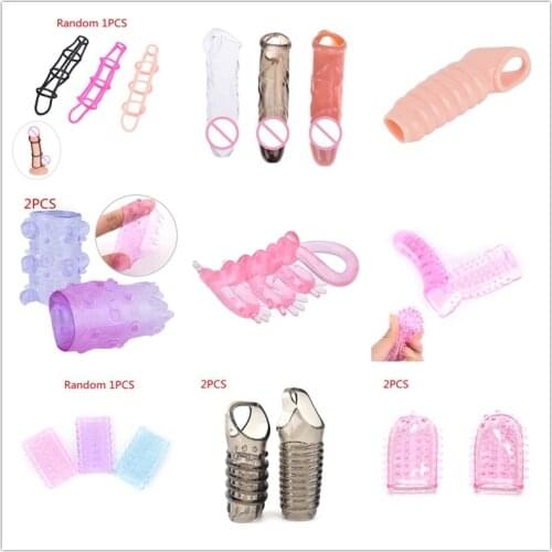 New 1/2PCS Reusable Cock Ring Penis Sleeve Male Penis Extender Enlargement Condoms for Men Adult Lasting Product Penis Ring Toy