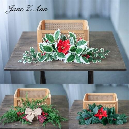 Newborn 100 days holiday Christmas children photography photo simulation green planting flowers festive matching props