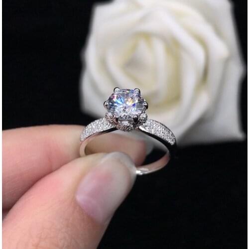 2Ct 8.0mm D Color VVS1 Moissanite Engagement Ring AU585 14K White Gold Ring Anniversary Diamond Jewelry