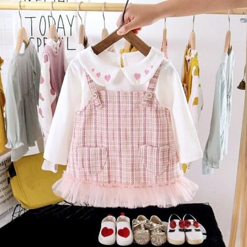 Autumn Fall Girl Dresses Baby Girl Long Sleeve Blouse+Princess Skirt Set Cotton Casual Outfits Girl Two-piece Drop Shipping