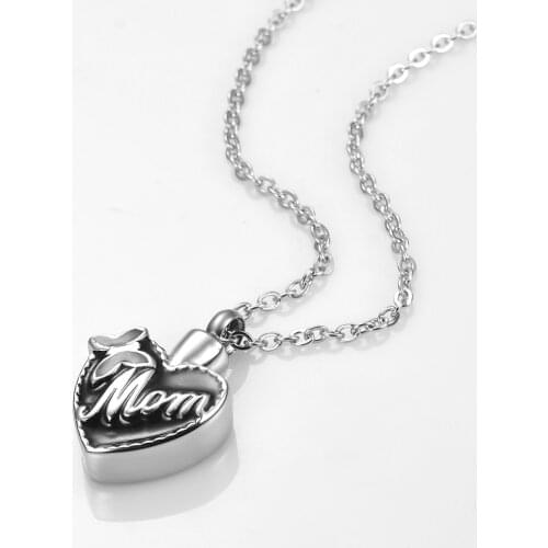 Unisex Heart Mom Cremation Jewelry Ashes Urn Memorial Keepsake Pendant Necklace Wholesales