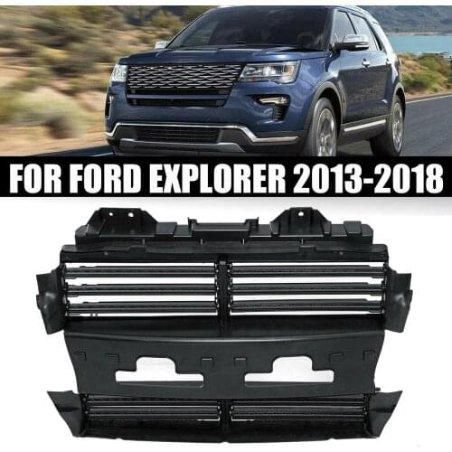 Front Upper Radiator Grille For FORD EXPLORER 2013 2014 2015 2016 2017 2018 Air Shutter Control Assembly ABS Black # JB5Z-8475-A