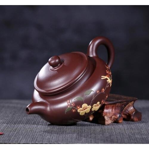 Full handmade tea pot handpainted bird antique style authentic yixing zisha original ore kungfu pot of tea on sales zhu clay new