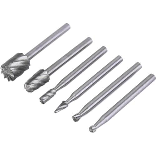 Portable Professional 6pcs High Speed Steel Rotary Grinding Bits Universal Drill Bits For For Bosch Mini Woodworking Wood Tools