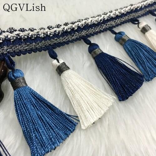QGVLish 12M/lot Curtain Tassel Fringe Lace Trim Belts DIY Sewing Sofa Stage Lamp Curtain Accessories Lace Ribbon Home Decor