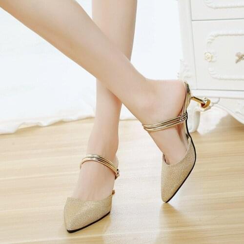 Summer Sandals Women Shoes Woman 2020 New Thin High Heels Sexy Ladies Shoes Bling Shine Pointed Toe Casual Shoes Crystal Sandals