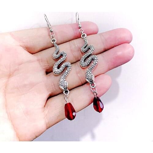 Medusa Snake Hoop Earrings Serpent Goth Gift Gothic Hoops Goddess Victorian Style Earrings Crystal Drops Witchy Jewelry