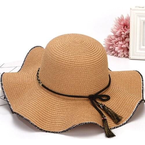 Summer Female Korean Style Ladies Straw Hat Journey SunHat Outdoor UV Protection Beach Hat Leisure Big Brim Hat For Women
