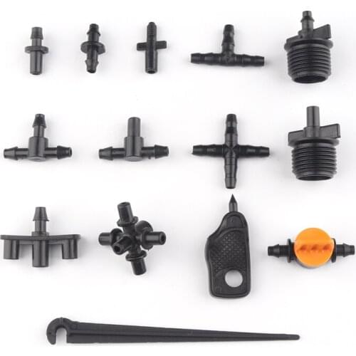 50pcs 14Kinds 4/7mm Garden Hose Connectors Micro Drip Irrigation Water Pipe Joints Tee Pipe Splitters Hose Plug Water Connectors