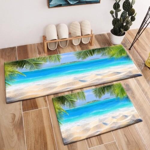 Tropical Sand With Palm Leaves Rugs And Carpets For Kids Baby Home Living Room Cushion Bedroom kitchen Door Floor Bathroom Mats