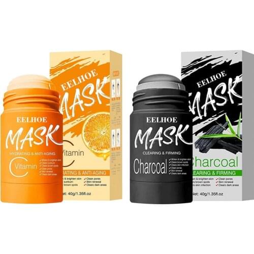 Vitamin C &Bamboo Charcoal Solid Cleansing Mask Smear Type Shrink Pores Soothing Repair Masque Visage De Soin Faciales
