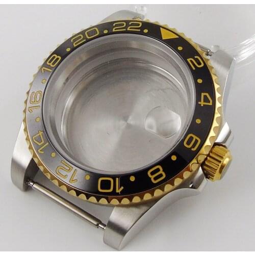 High Quaiity Sapphire Glass Watch Case Fit NH35 NH35A Magnifier Rotating Black Ceramic Bezel Insert Watch