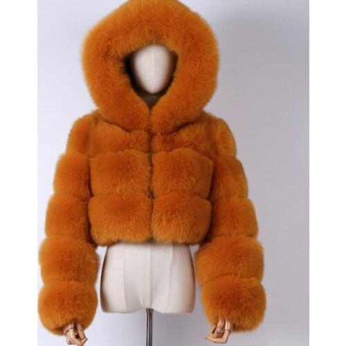 Ladies fur jacket hooded women real fox fur coat hooded fur real hooded jacket