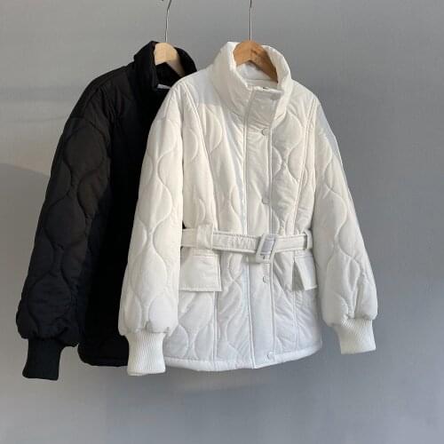 Women Winter Coat Long Sleeve Stand Collar Women White Jacket Coat Casaco Feminino Women Slim Waist Warm Coat