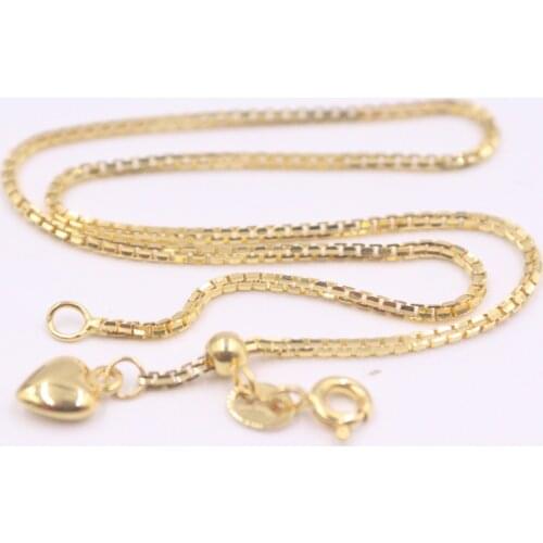 Au750 Real 18K Yellow Gold Anklet For Women Female Box Gold Anklet Link Adjustable Bracelet Women 27cmL