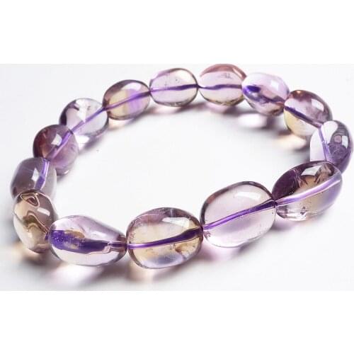 14*10*11mm Just One Fashion Purple Yellow Oval Crystal Beads Bracelet Genuine Natural Gems Stone Stretch Bracelet Femme