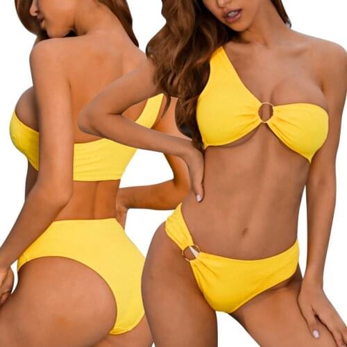 Meihuida Womens Bikini Set, Sexy One-shoulder Bra and Panty Swimsuit Two-piece Suit for Vacation Swimming Beach