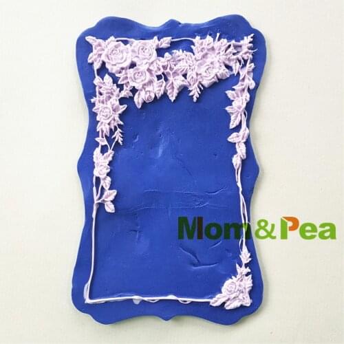 Mom&Pea 0988 Free Shipping Floral Deco Mirro rShaped Silicone Mold Cake Decoration Fondant Cake 3D Mold Food Grade
