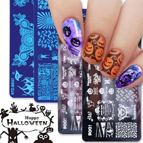 1 Pcs Nail Printing Stamping Templates Halloween pumpkin/skull/ghost Nail Stamp Plate UV Gel Polish Transfer DIY Manicure Tool