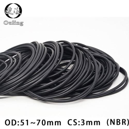 10PC/lot Rubber Ring NBR Sealing O Ring CS:3mm OD51/54/55/56/57/58/60/65/68/70*3mm O-Ring Seal Nitrile Gaskets Oil Rings Washer