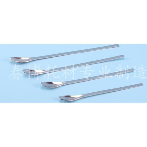 10pcs Experimental Consumables Stainless Steel Spoon Stainless Steel Spoon Single Head 20cm