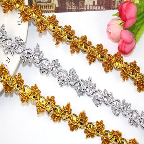 Diy Braided Lace Ribbons Gold And Silver Cosplay Costumes Trims 12 Yds/Lot Appliqued Lace Sewing Apparel Ribbon 2.0CM Wide