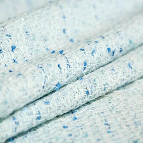 147CM Wide 350G/M Light Blue Knitted Tweed Acrylic Polyester Cotton Fabric for Autumn Spring Dress Jacket E996