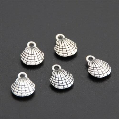 20pcs Silver Color Double Sided Shell Charms Pendant Jewelry Making Diy Bracelet Necklace A2608