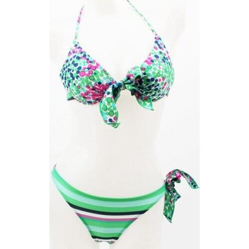 2021 Korean Spring Bikini Floral Swimsuit Bowknot Swimwear Underwire Push Up Bikini Girl Exotic Swimwear Bath Linen 02